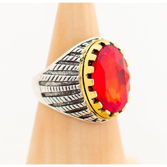 Vintage Hypnotic Crimson Sun Ring Size 10 - T1 - Picture 1 of 3